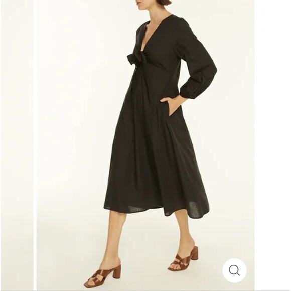 HARSHMAN Novella Midi Dress – Black – Size 1X – Cotton/Linen Blend – NWT Ret$322 - Picture 4 of 7